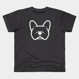 French Bulldog face in white - White Frenchie face - White French Bulldog silhouette sticker Kids T-Shirt